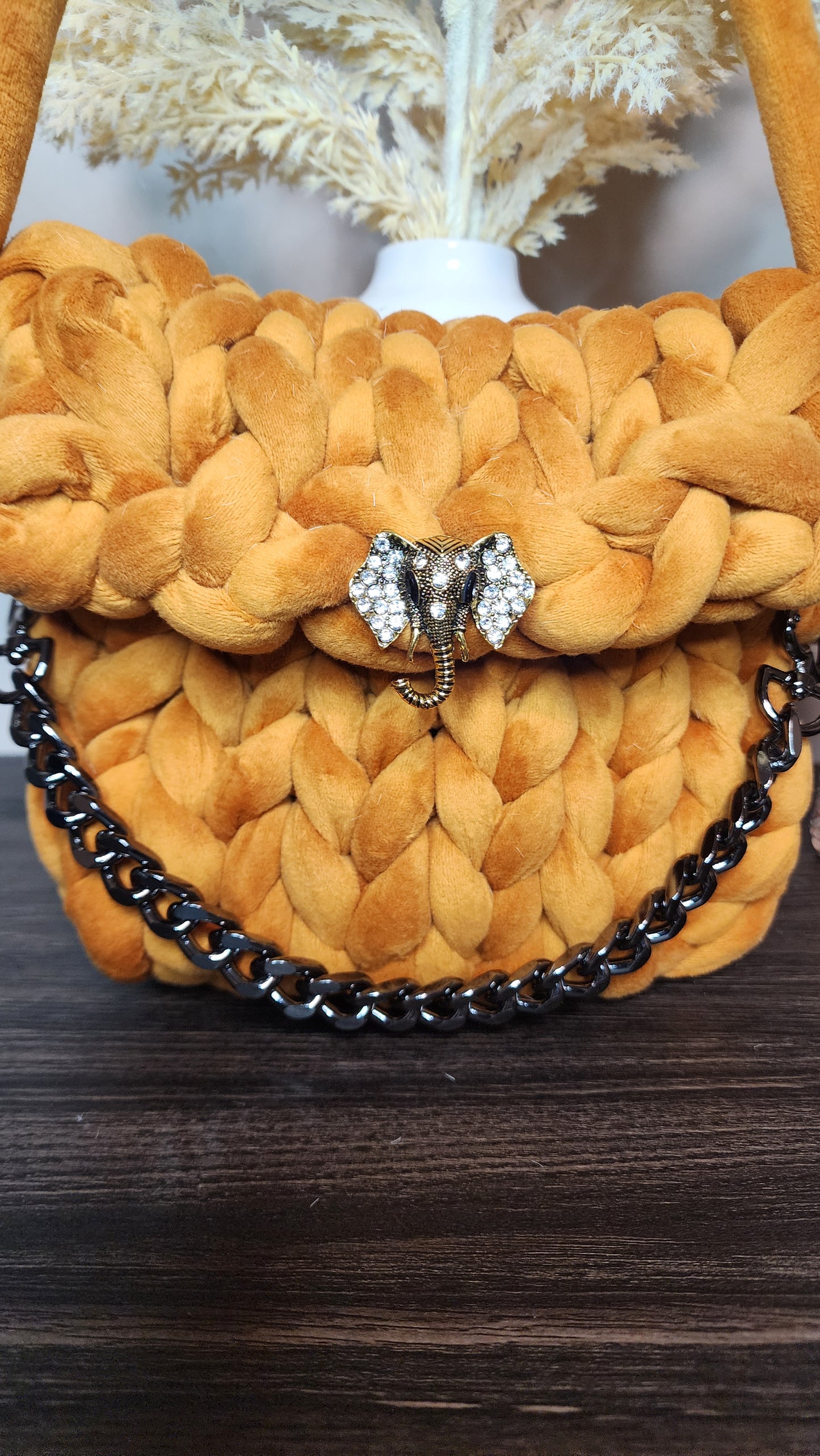 Tribal knit with elephant pin