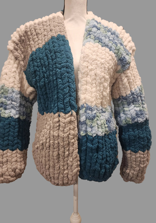 Mid length mix color Cardigan