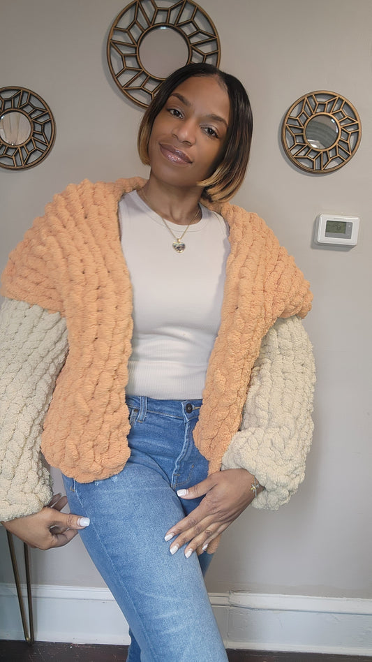 Short Crossover handknit cardigan