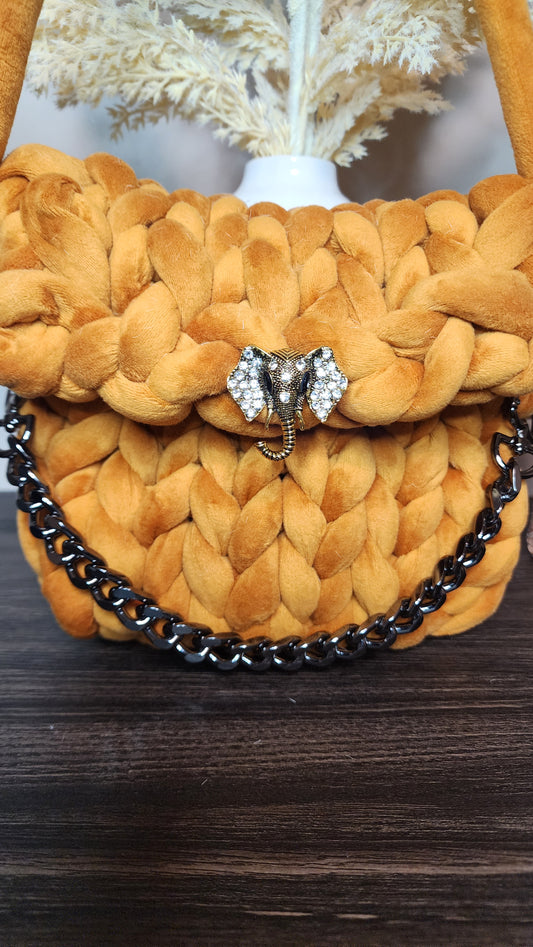 Tribal knit with elephant pin