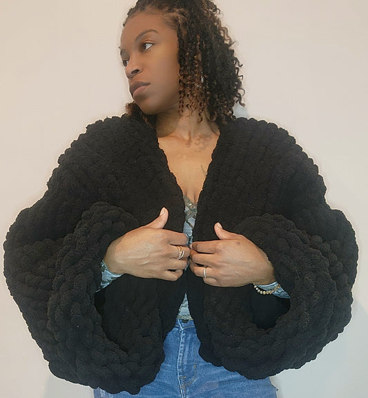 Solid Color Bell Sleeve Cardi